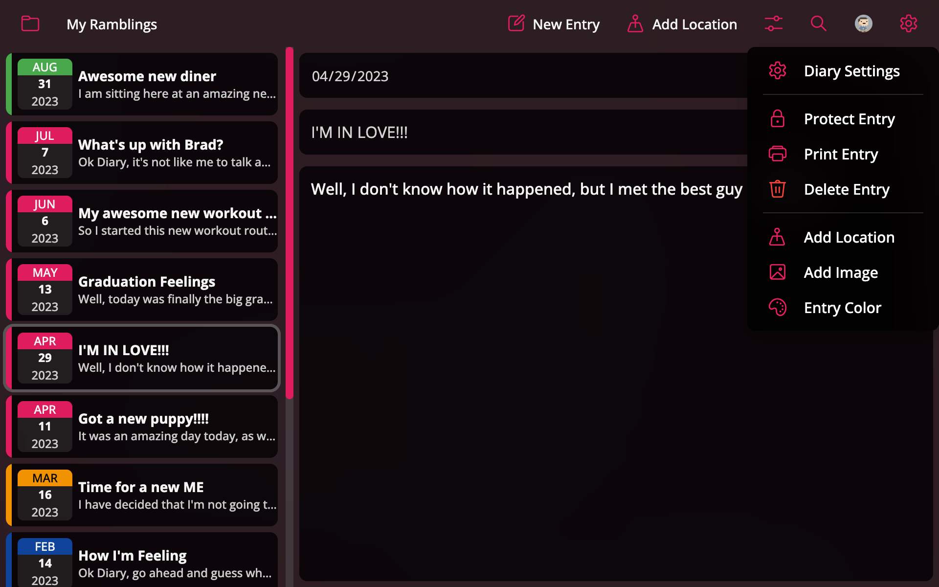 EZ Diary screenshot