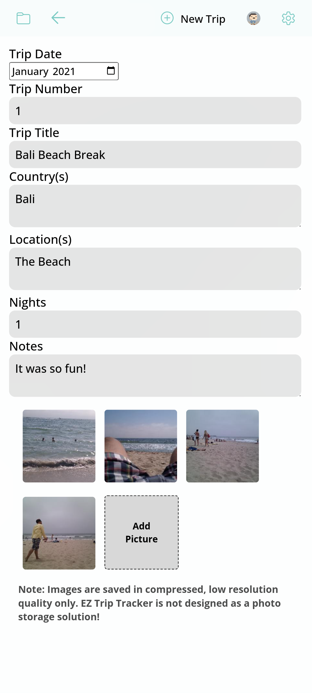 EZ Trip Tracker screenshot
