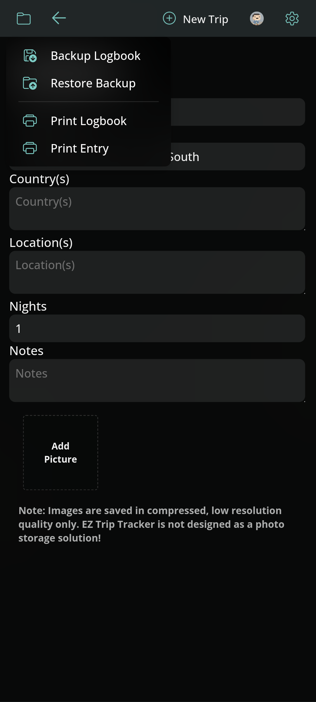 EZ Trip Tracker screenshot