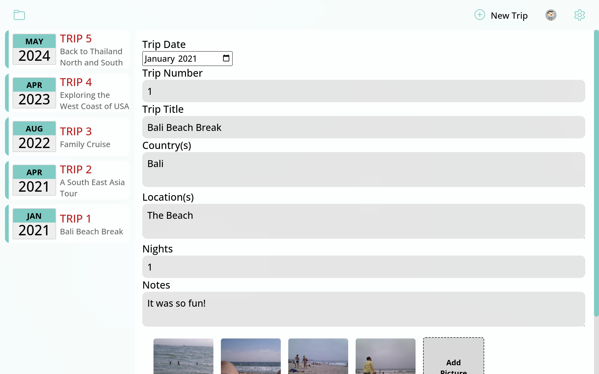EZ Trip Tracker screenshot