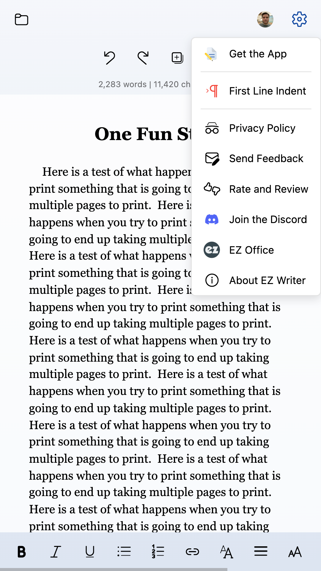 EZ Writer screenshot