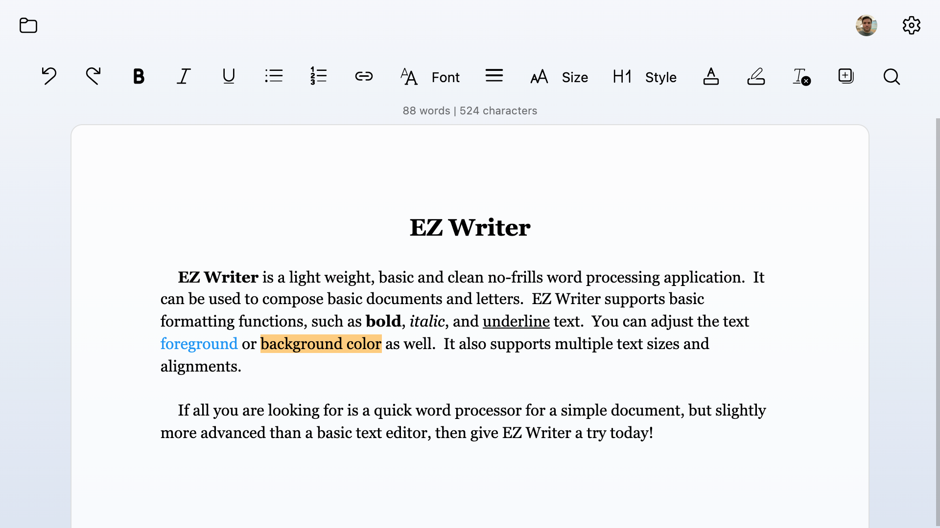 EZ Writer screenshot