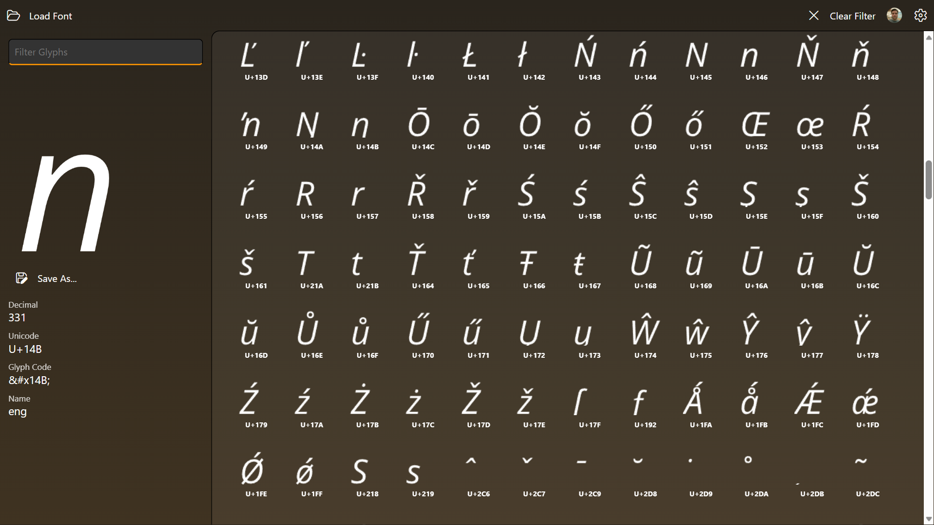 Font Inspector screenshot