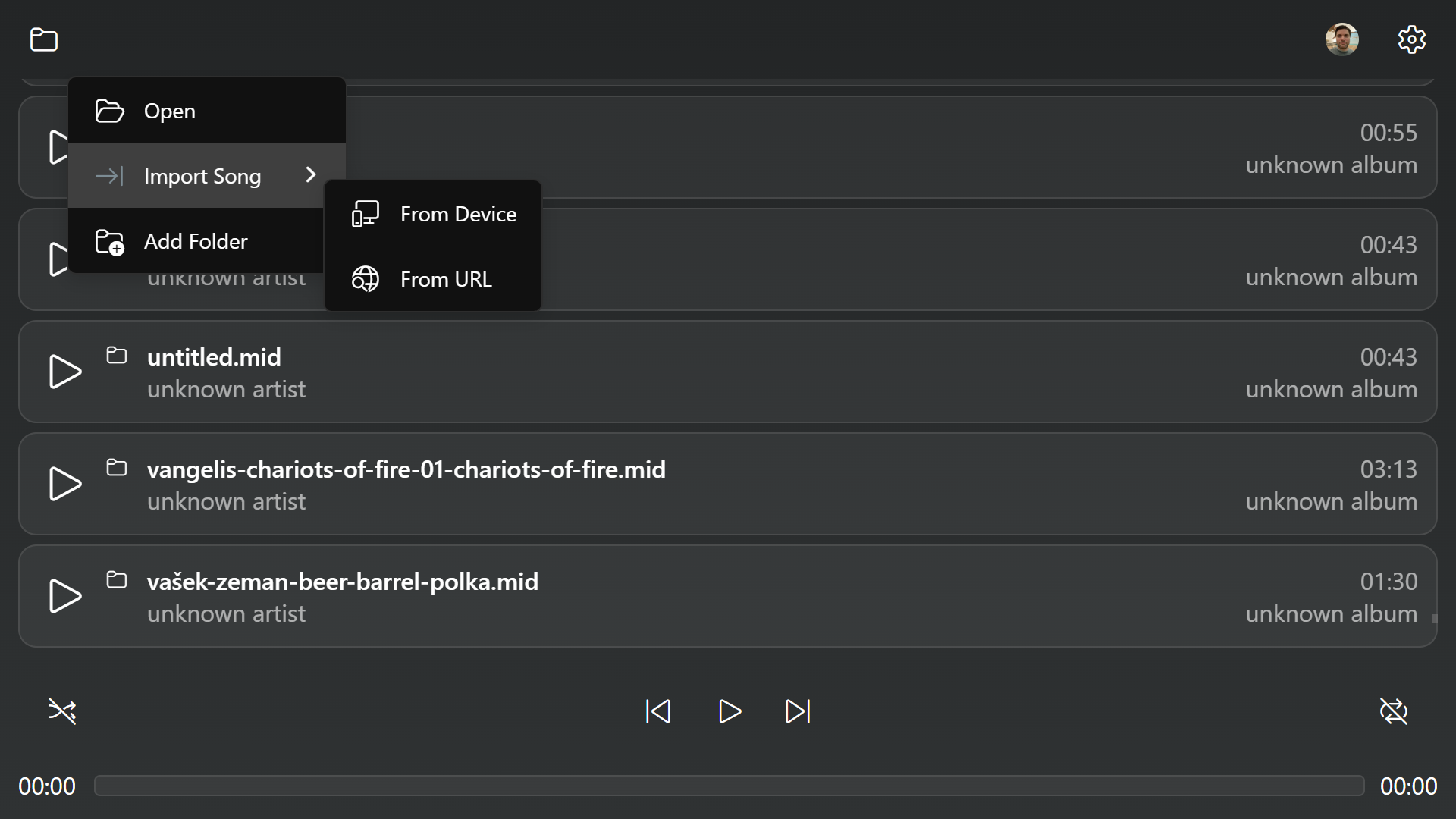 MIDIAmp screenshot